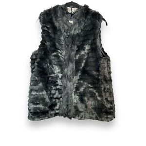 Madison Black layered Faux Fur Vest L